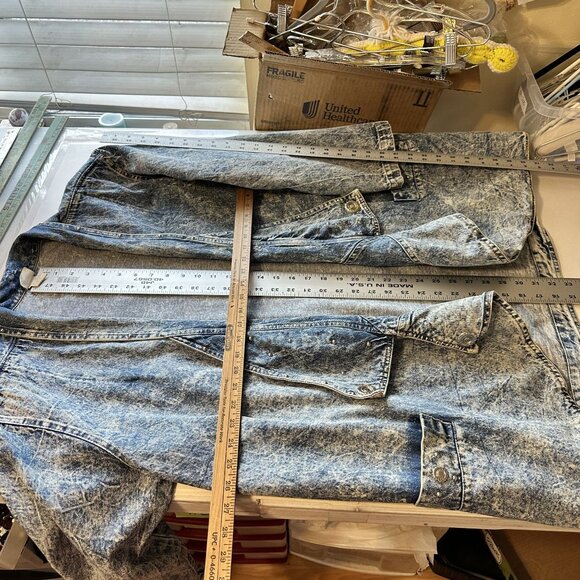Vtg Womens Denim Jacket Acid Wash Oversized Large Pockets Western Cotton USA - Picture 4 of 8